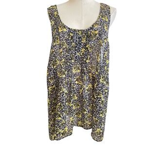 Torrid Plus Size Black Yellow Floral Chiffon Rear Cut Out Sleeveless Blouse Size